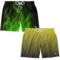 kit 2 Short de Banho Masculino de Praia Estampado Surf Boardshort Moda Esportiva