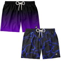 kit 2 Short de Banho Masculino de Praia Estampado Surf Boardshort Moda Esportiva