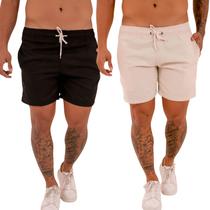 Kit 2 Short De Linho Masculino Básico Mauricinho Lavado De Alta Qualidade Short Linho Praia Kit 2 Short De Linho Masculino Básico Mauricinho Lavado De Alta Qualidade Short Linho Praia