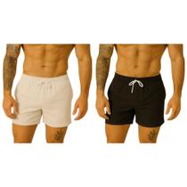 Kit 2 Short de Linho Mauricinho Premium Masculino Bermuda Casual Slim