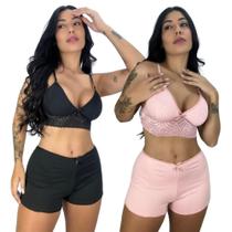 Kit 2 Short Doll Pijama Feminino Conforto Para Dormir Linha Noite Top Cropped Renda Baby Doll Short Kit 2 Short Doll Pijama Feminino Conforto Para Dormir Linha Noite Top Cropped Renda Baby Doll Short