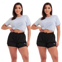 Kit 2 Short Feminino 2 em 1 Duplo Esportivo Academia Bolso