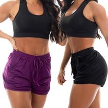 Kit 2 Short Feminino Esportivo Treino Fitness Com Bolso Fristyle Kit 2 Short Feminino Esportivo Treino Fitness Com Bolso Fristyle