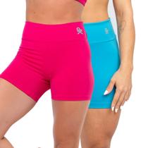 Kit 2 Short Fitness Cintura Alta Sem Transparência Blackout Academia Bermuda Básico Feminino