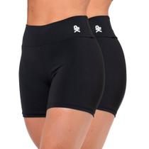 Kit 2 Short Fitness Cintura Alta Sem Transparência Blackout Academia Bermuda Básico Feminino