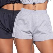 KIT 2 Short Gringa Moletinho Básico Vekyo Cós Alto Blogueira Moda Casual Confortavel Feminina