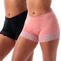 Kit 2 Short Íntimo Com Renda Frimodas Segunda Pele Feminina