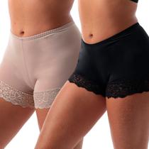 Kit 2 Short Íntimo Com Renda Frimodas Segunda Pele Feminina