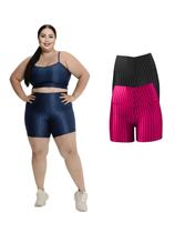 Kit 2 Short Legging 3D Academia Fitness Feminino Plus Size Kit 2 Short Legging 3D Academia Fitness Feminino Plus Size