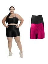 Kit 2 Short Legging 3D Academia Fitness Feminino Plus Size