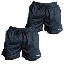 Kit 2 Short Masculino Academia Esportivo 2 em 1 Shorts c/ Segunda Pele Calção Corrida Fitness Treino