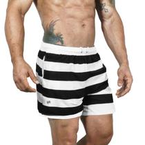 Kit 2 Short Masculino Bermuda Mauricinho Moda Praia Calção Treino Academia Listra Preto E Cinza
