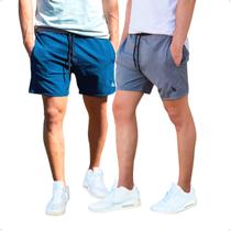 Kit 2 Short Masculino Bermuda Praia Tactel c/ Elastano Academia Treino