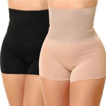 Kit 2 Short Modelador Anágua Cinta Compressão Cós Alto Confortável Feminino