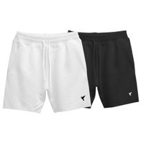 Kit 2 Short Moletinho Bermuda Masculina Casual Short Masculino Estampa Neutra Pássaro