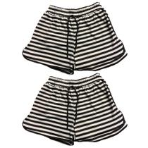 Kit 2 Short Saída Praia Feminino Frimodas Listrado Verão Moda