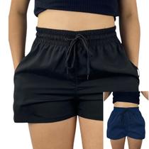 kit 2 short tactel elastano feminina adulto praia treino secagem rapido