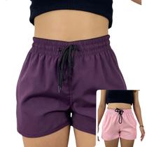 kit 2 short tactel elastano feminina adulto praia treino secagem rapido