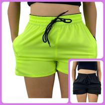 kit 2 short tactel elastano feminina adulto praia treino secagem rapido