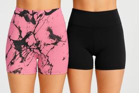 Kit 2 Shortinho Marmorizado + Liso Curto Tendência Feminina Kit 2 Shortinho Marmorizado + Liso Curto Tendência Feminina