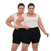 KIT 2 Shorts 3D Suplex M ao Plus Size bermuda legging ciclista lisa cintura alta excelente qualidade