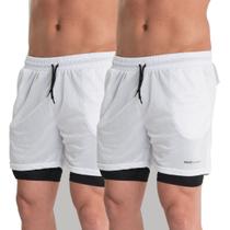 Kit 2 Shorts Academia Masculino 2em1 Drifit com ProteçãoUV Bolso Oculto Bermuda de compressão