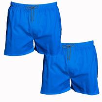 Kit 2 Shorts Azul Masculino Tectel Curto Liso Verão Brasil Kit 2 Shorts Azul Masculino Tectel Curto Liso Verão Brasil