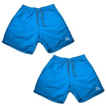 Kit 2 Shorts Azul Masculino Tectel Curto Liso Verão Brasil