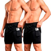 Kit 2 Shorts Bermuda 2 Em 1 Sandrini Masculino Compressão Sport