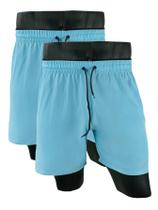 KIT 2 Shorts Bermudas masculino tactel c/elastano moda praia academia esportivo