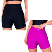 Kit 2 Shorts Bolha Feminino Academia Suplex Básico Fitness