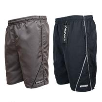 Kit 2 Shorts Calção Tactel Tamanho Especial Extra Plus Grande 3 Bolsos Viés Listras Solto Básico Piscina Praia Treino