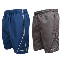 Kit 2 Shorts Calção Tactel Tamanho Especial Extra Plus Grande 3 Bolsos Viés Listras Solto Básico Piscina Praia Treino