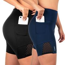 Kit 2 Shorts Com Bolso Feminino Corrida Suplex Tela Kit 2 Shorts Com Bolso Feminino Corrida Suplex Tela