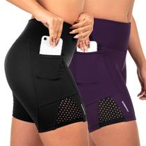 Kit 2 Shorts Com Bolso Feminino Corrida Suplex Tela