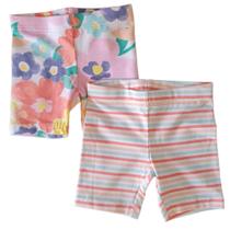 Kit 2 shorts de malha 2t (2 anos) florzinha e listrado menina - baby