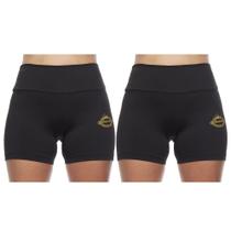 Kit 2 shorts feminino curto meia coxa cos alto basica lisa uniforme praia academia adulto