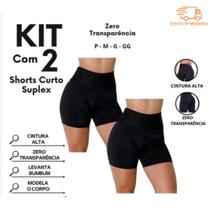 Kit 2 Shorts Feminino de Academia Meia Coxa Cintura Alta Bermuda Zero Transparência