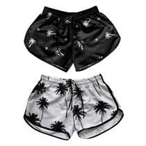 Kit 2 Shorts Femininos Tactel Com Bolsos Moda Praia Viagem