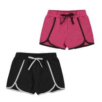 Kit 2 Shorts Infantil Menina Moletinho Rosa Preto Boca Grande