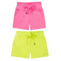 Kit 2 Shorts Infantil Menina Moletom Rosa Verde TMX