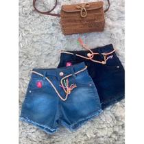 Kit 2 shorts jeans feminino infantil meninas com lycra 10 ao 16