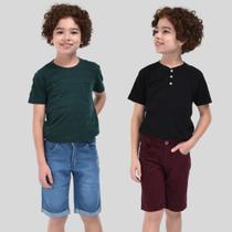 Kit 2 shorts jeans infantil juvenil coloridos 10 ao 16