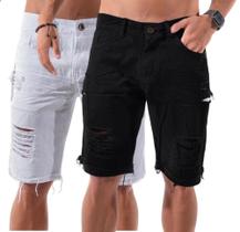 Kit 2 shorts jeans masculino moderno destroyed