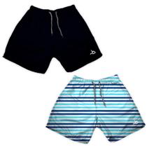 Kit 2 Shorts Masculino Basico e Estampa Listra Piscina Moda
