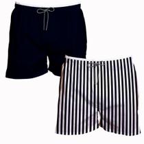 Kit 2 Shorts Masculino Basico e Estampa Listra Verão Brasil Kit 2 Shorts Masculino Basico e Estampa Listra Verão Brasil