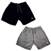 Kit 2 Shorts Masculino Basico e Estampa Listra Verão Dia a Dia Kit 2 Shorts Masculino Basico e Estampa Listra Verão Dia a Dia