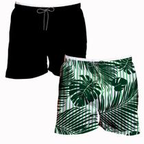 Kit 2 Shorts Masculino Basico e Estampado Florido Academia Kit 2 Shorts Masculino Basico e Estampado Florido Academia