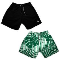 Kit 2 Shorts Masculino Basico e Estampado Florido Academia Kit 2 Shorts Masculino Basico e Estampado Florido Academia