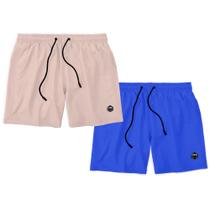 Kit 2 Shorts Masculino Básico Liso Bermuda Praia Mauricinho Tactel